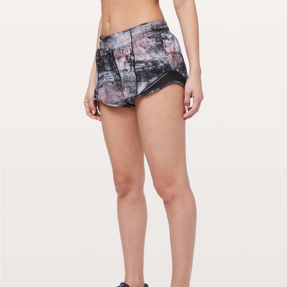 lululemon athletica Pink and Black Printed Athletic Shorts